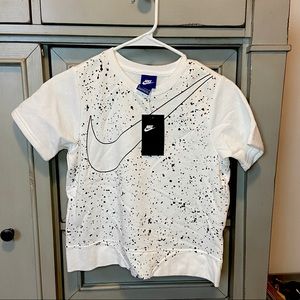Nike White and Black Speckled Top
